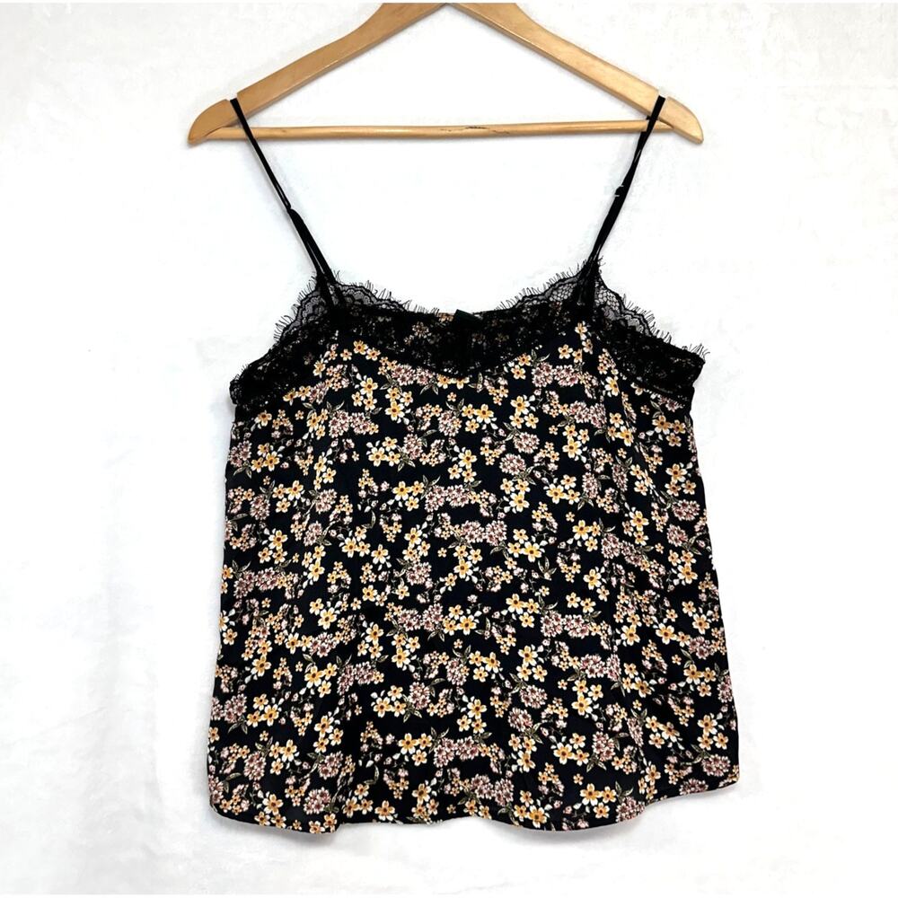 Wild Fable Small Lace Trim Moody Whimsy Goth Floral Black Camisole Top Witchy